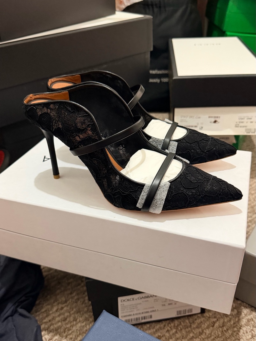 Malone Souliers MAUREEN Black Lace Mules 💕